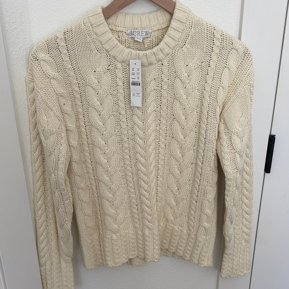 J. Crew Cream Cable-Knit Crew Sweater